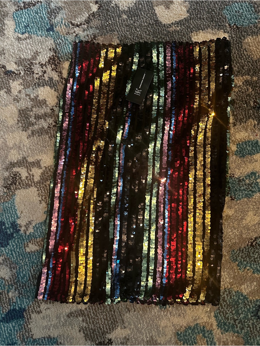 INC International Concepts Multicolor Sequin Stripe Pencil Skirt